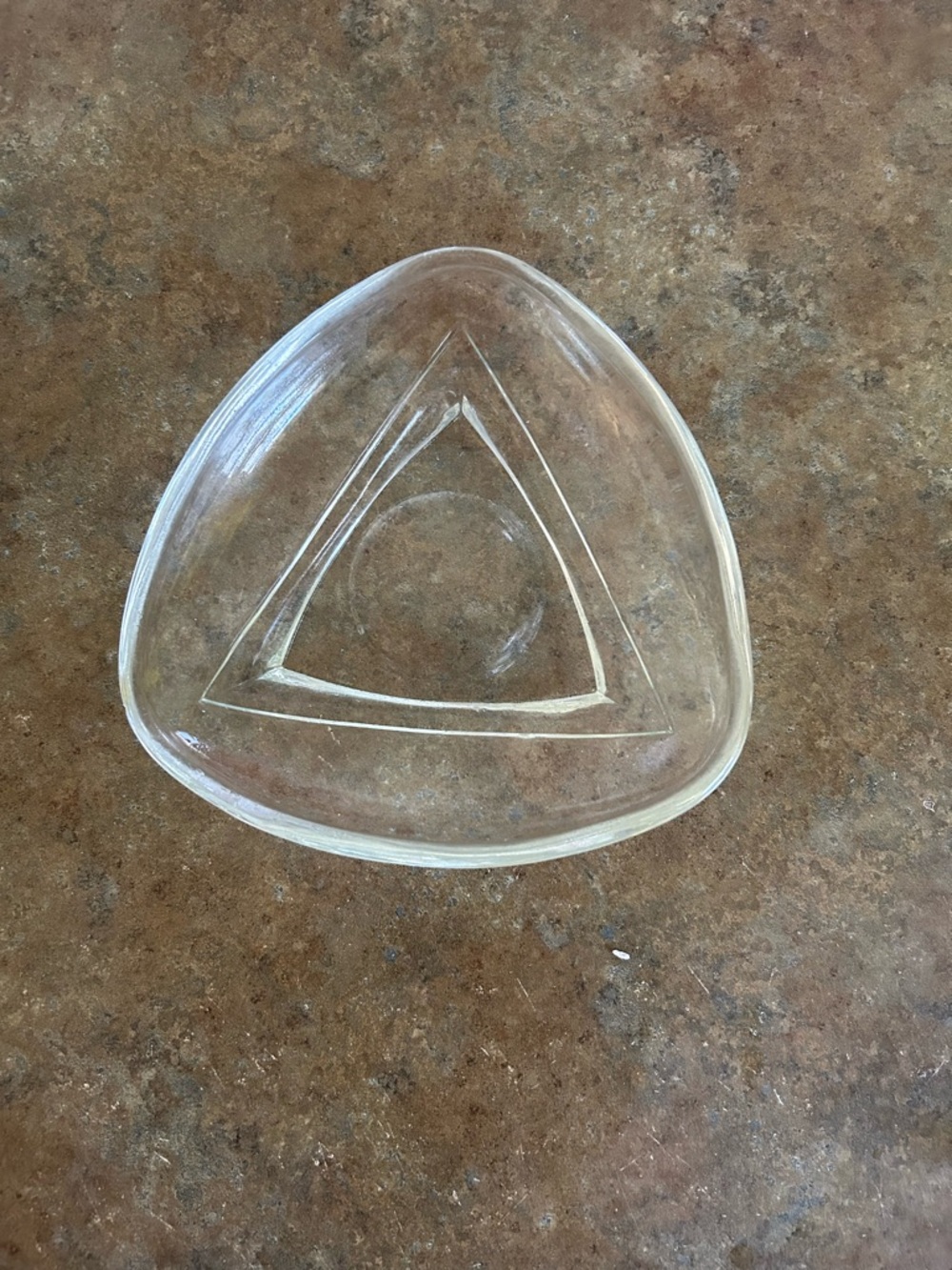 Vintage MCM Hazel-Atlas triangular glass bowl